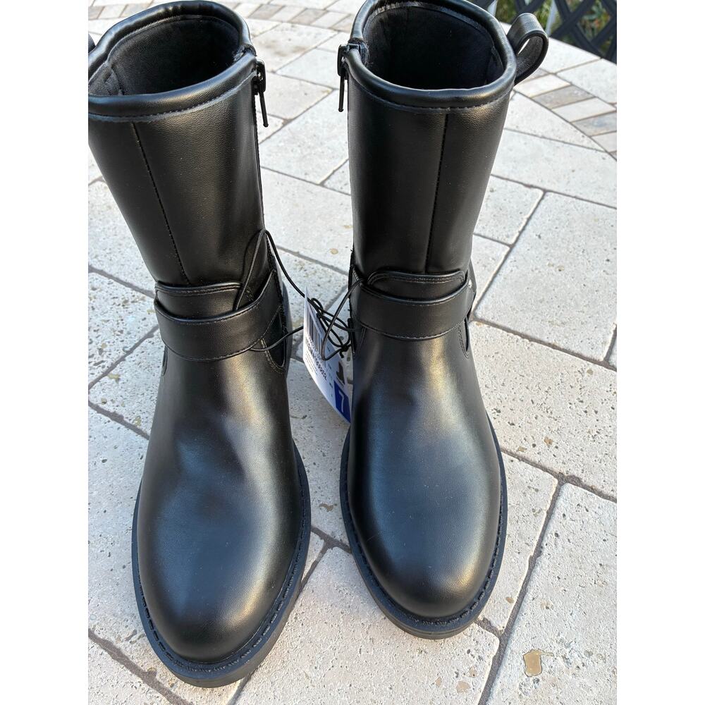 Dolce Vita Biker Boots Black Moto Side Zipper Low Block Heel Size 9 - Picture 8 of 9